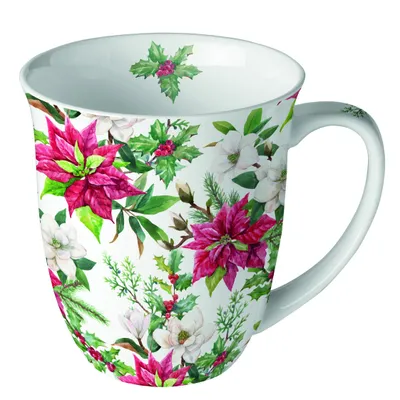 Produktbild von RP Tasse aus Porzellan Christmas Florals - Weihnachtsstern elegant 0,4L, Höhe 10,5cm