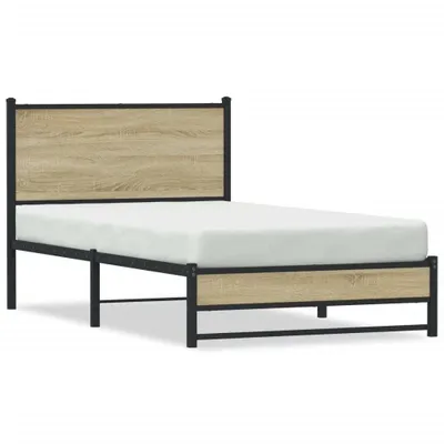 Produktbild von vidaXL Metallbett ohne Matratze Sonoma-Eiche 107x203 cm
