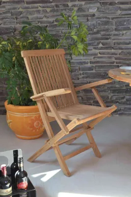 Produktbild von MiaMöbel Gartenstuhl 57x89x60 cm Gartenmöbel Outdoor Modern Massivholz Teak Honig