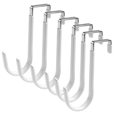 Produktbild von Türhaken Über Tür 6 Stück Weiß Metall Haken Robust Rostfrei Mit Kratzschutz Für Kleidung Bad Wohnzimmer