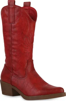 Produktbild von VAN HILL Damen Cowboystiefel Stiefel Stickereien Schuhe 840208, Farbe: Rot, Größe: 38