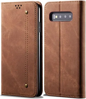 Image de Galaxy S10 Plus Case, étui portefeuille en cuir avec fermeture magnétique et fonction stand pour Samsung Galaxy S10 Plus Marron