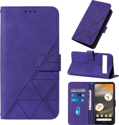 Produktbild von Google Pixel 7A Hülle, Schlank Prägung Flip Leder Kartenfächer Schutzhülle mit Ständer für Google Pixel 7A Lila