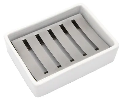 Productafbeelding van Keramische zeepdispenser met roestvrijstalen zeephouder voor badkamer en douche