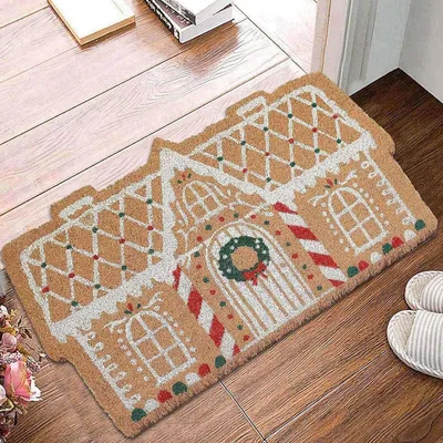 Produktbild von Weihnachts-Fu?matte Lebkuchenhaus 40 X 60cm Lebkuchenhaus Weihnachtsteppich Weihnachtliche Willkommensmatte Weihnachtsfu?matten Innen Aussen Fu?matten Weihnachtsdeko Fš¹r Zuhause, Badezimmer, Kš¹che