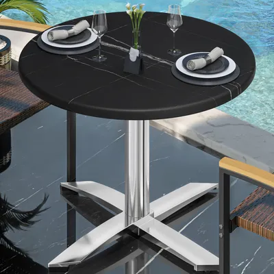 Produktbild von WTG | Bistro Außen Tisch | Ø:H 70 x 75,5 cm | Schwarz Marmor / Aluminium | Rund | Bistro Tisch Gastro Tisch