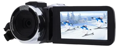 Zdjęcie produktu dla Kamera wideo 4K z odchylanym ekranem o przekątnej 3,0 cala i kącie obrotu 270°, aparatem fotograficznym 48 MP oraz 18-krotnym zoomem cyfrowym