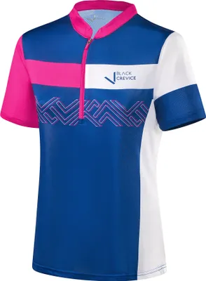 Produktbild von BLACK CREVICE - Damen Mountainbike T-Shirt | Fahrradtrikot | Farbe: Blau/Pink| Größe 38