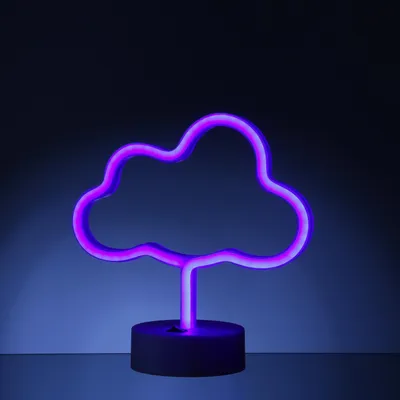 Produktbild von LED NEON Figur WOLKE 7 - Neonlicht - H: 23cm - Batterie oder USB Betrieb - stehend - blau