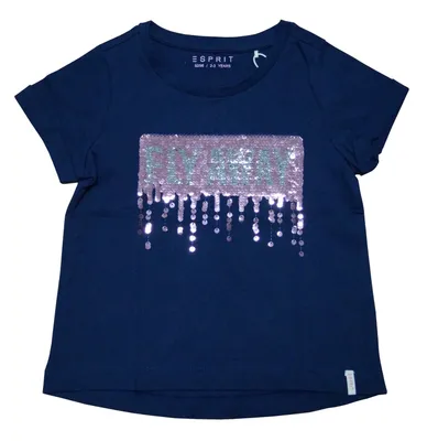 Produktbild von ESPRIT Mädchen T-Shirt mit Pailletten, blau / silber-pink, Gr. 92/98