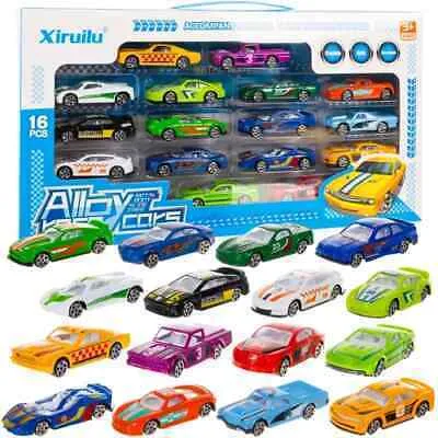 Produktbild von Bunte Autos Satz Federn Spielzeugautos aus Metall 16-tlg. 1:64