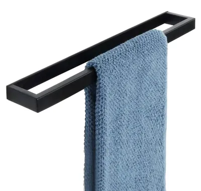 Produktbild von Handtuchhalter Ohne Bohren Schwarz Handtuchstange Ohne Bohren Selbstklebend oder Zum Bohren Wandmontage Edelstahl Badetuchhalter für Badezimmer und Küche 40CM