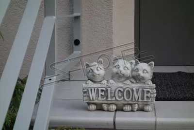 Produktbild von Schild Welcome Katzen Katze Willkommens Schilder Garten Figur Statue Figuren