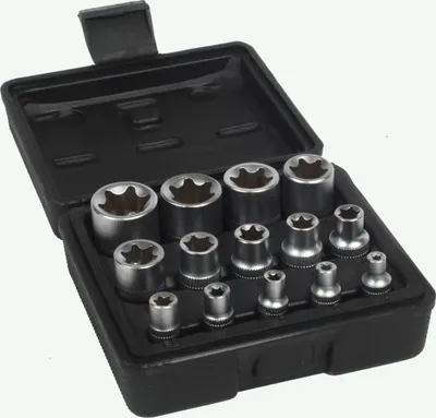 Image de Jeu de douilles Torx 1/2", 3/8", 1/4" E4-E24 14 pcs.