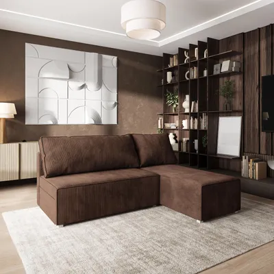 Produktbild von Masseno Ecksofa BRISO P mit Schlaffunktion L-Form, Sofa mit Bettkasten, Wohnzimmersofa, Couch, Soffa, Bettsofa, Couchgarnitur- Braun, POSO 06