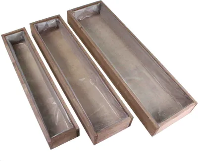 Produktbild von Set 3 Pflanzkasten 50/45/40cm braun Pflanzschale Pflanzkiste Holzkiste Blumentopf