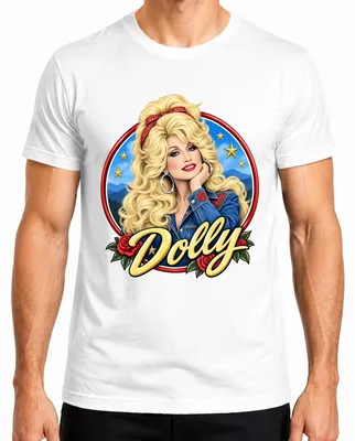 Immagine prodotto di Maglietta da uomo, colore bianco, taglia L, con la scritta "Dolly Parton", cantante country, leggenda, stile western, Tennessee