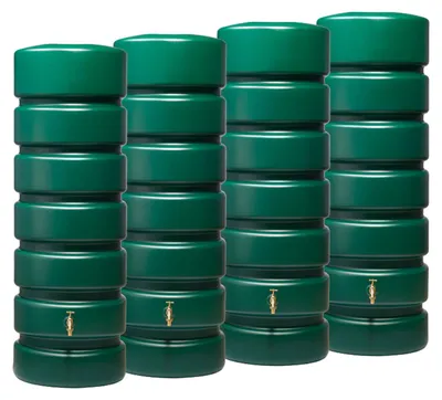 Produktbild von Garantia CLASSICO Gartentank-Set Regentonne Regenspeicher 2600 L (4x650 L), 260x60x192 cm (LxBxH), grün; 326036
