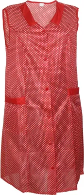 Produktbild von Kittel Schürze Kittelschürze Dederon Nylon blau o. rot, Größe:50, Farbe:rot mit weißen Punkten