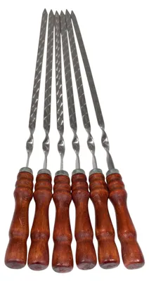 Produktbild von GOROCH Schaschlikspieße Set aus Edelstahl mit Holzgriff in Terrakotta, 62 cm, rostfrei & stabil, wiederverwendbar — Set aus 6 Stück