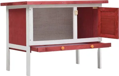 Image de vidaXL Clapier à lapins 1 niveau Rouge Bois