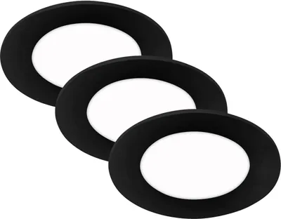 Productafbeelding van Di-Ka LED inbouwspot Flat-in, set van 3, zwart, Ø 8,6 cm, 3W, neutraalwit