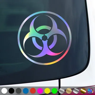 Produktbild von PantherPixel Biohazard Aufkleber Warnung Vorsicht Hinweis Sticker Auto Geschenkidee Farbe Oilslick-Hologramm