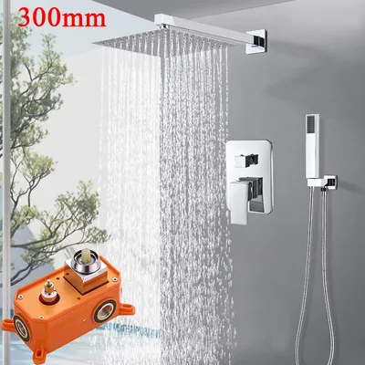 Produktbild von Unterputz Duscharmaturenset Badezimmer Edelstahl Duschgarnitur mit Duschkopf 30*30cm