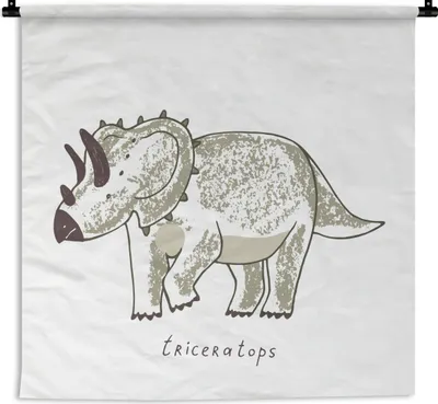 Produktbild von MuchoWow® Wandteppich Wandbehang Kinderzimmer - Triceratops - Dinosaurier - Jungen - Mädchen - Kinder 150x150 cm Tapisserie Dekoration Wandtuch - Wohnaccessoires - Modernes