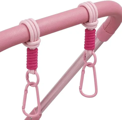 Imagen del producto de Ganchos para cochecitos, 2 unidades, universales, color rosa, para bolsos y bolsas de la compra
