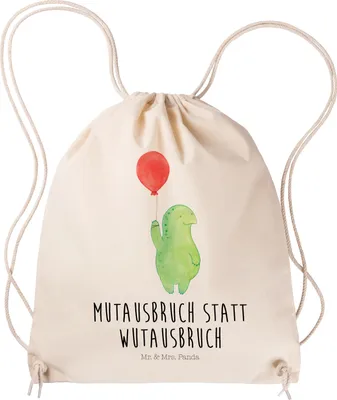 Produktbild von Mr. & Mrs. Panda Beutel Schildkröte Luftballon - Transparent - Geschenk, Turnbeutel, Jutebeutel, gym tasche, Schildkröten, Motivationsspruch, sporttasche klein