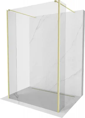 Produktbild von Mexen Kioto freistehende Duschwand 100 x 30 x 30 cm, transparent, gebürstetes Gold - 800-100-030-222-55-00-030