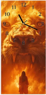 Produktbild von Wanduhr aus Glas mit Motiv Abenteuerlich Löwe- 30 x 60 cm - inkl. Aufhängesystem