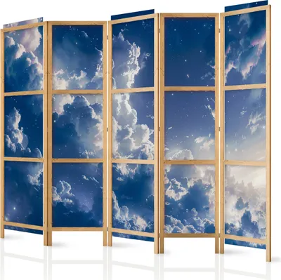 Obrázek produktu pro Japonský paraván Pozadí a vzory 225x172 cm 5dílný modrý