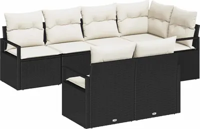 Immagine prodotto di vidaXL Set di divani 7 pezzi in Poly-Rattan nero