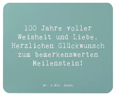 Produktbild von Mr. & Mrs. Panda Mousepad Spruch 100. Geburtstag - Meeresbrise - Geschenk, Mouse Pad, besondere Geschenke, Mauspad, Liebevoll, laptop, mousematte, Dankbarkeit, Weisheit