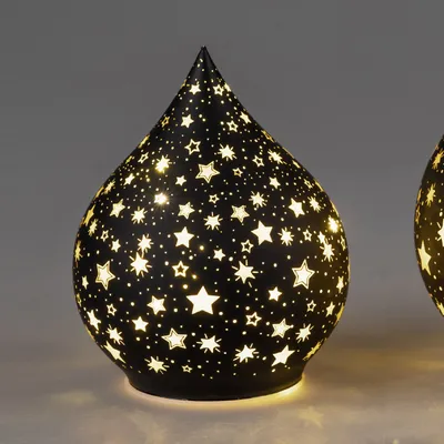 Produktbild von LED Dekoobjekt Tropfen FESTIVAL Sterne H. 16cm schwarz gold Formano W25