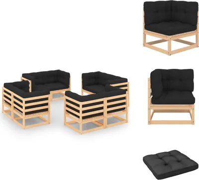 Produktbild von vidaXL 8-tlg. Garten-Lounge-Set mit Kissen Massivholz Kiefer - Gartenmöbel-Sets