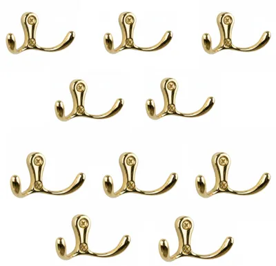 Produktbild von 10 x Wandkleiderhaken für das Badezimmer, zum Anschrauben, aus Metall, goldverchromt