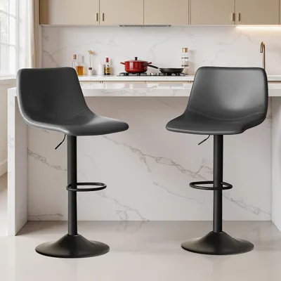 Immagine prodotto di Sgabelli da bar - Sedie da bar - Sgabelli da cucina - Set di sgabelli da bar - Sgabelli girevoli - Altezza regolabile - Similcuoio grigia