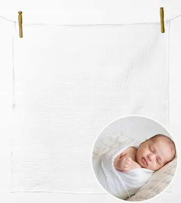 Produktbild von Musselin Mullwindel 120x120 cm  – Dickes Mulltuch gekreppt, Baby Einschlagtuch & Decke