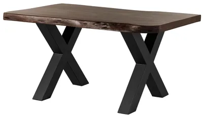 Produktbild von MASSIVMOEBEL24.DE Baumtisch Akazie 140x90x77 braun lackiert / X-Beine anthrazit matt FREEFORM 5