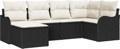 Immagine prodotto di Set divano da giardino vidaXL, 6 pezzi, in polyrattan nero