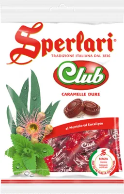 Produktbild von Sperlari Süßigkeiten Club mit Menthol Geschmack italien Bonbon Lollies 200g