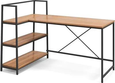 Produktbild von Umkehrbares L-förmiges Eckbüro mit 3 Ebenen, 148x100cm, Raumsparend