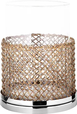 Immagine prodotto di Fink ADRIA, lanterna da tavolo in vetro, acciaio inossidabile, vetro, canna di bambù, color argento, naturale, lunghezza 23 cm, larghezza 23 cm, altezza 28 cm, profondità 23 cm, codice prodotto: 146251