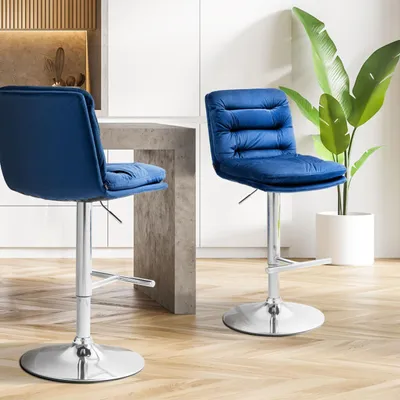 Produktbild von Barhocker Damar Samt chrom blau