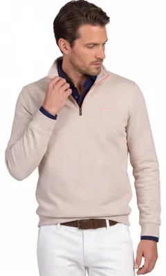 Produktbild von Beiger Pullover Halb-Zip New Zealand normale Passform