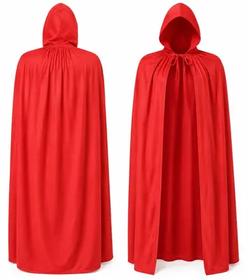 Produktbild von King of Halloween M 120 cm Roter Umhang mit Kapuze – Langes Kostüm Cape für Damen & Herren, Verkleidung für Vampir, Rotkäppchen, Hexe, Teufel, Weihnac
