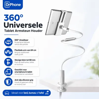 Productafbeelding van DrPhone 360° Universele tablet Armsteun houder Aluminium tot 12.3 inch -